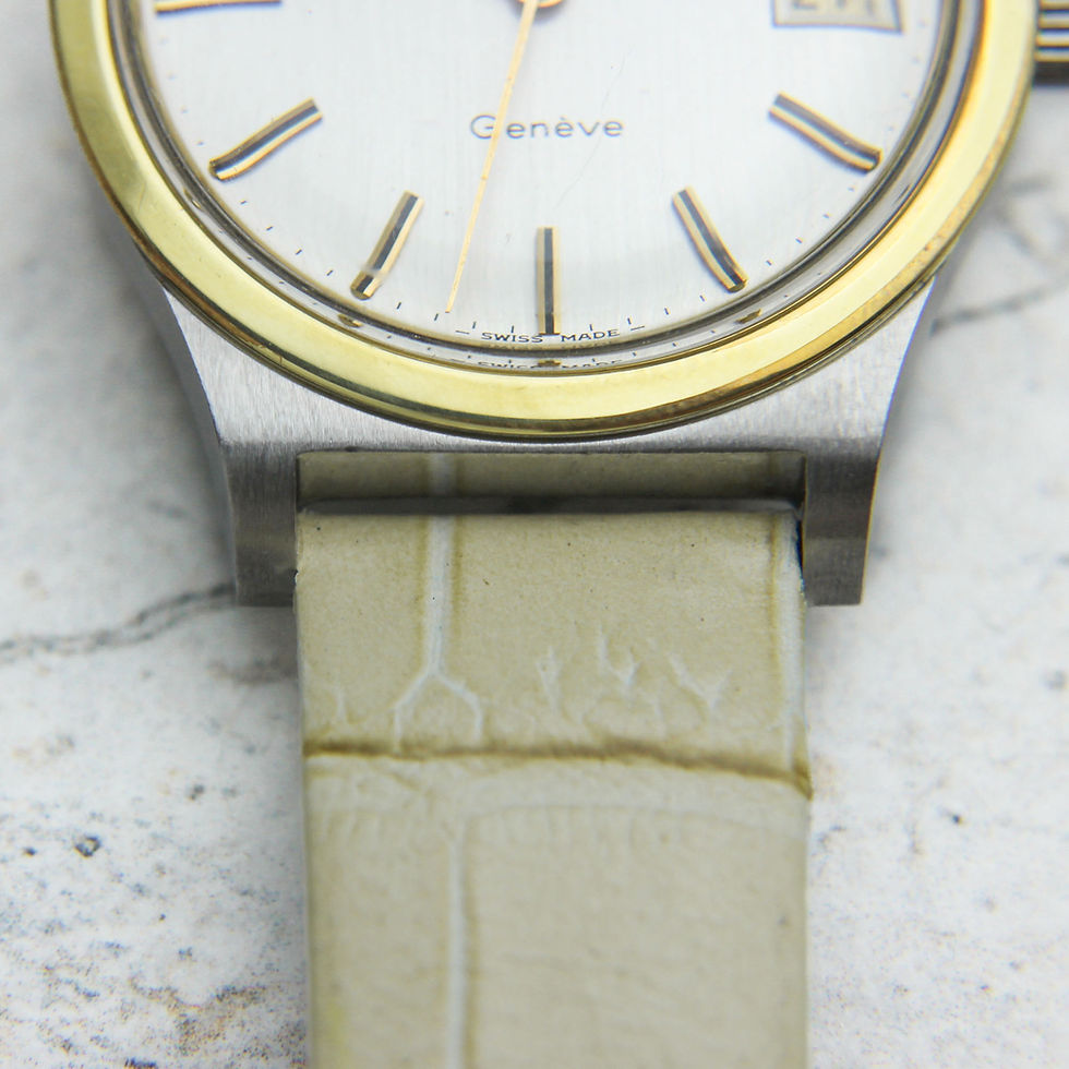 Thumbnail: Vintage Omega Geneve Automatic 166.0173 steel and gold bottom