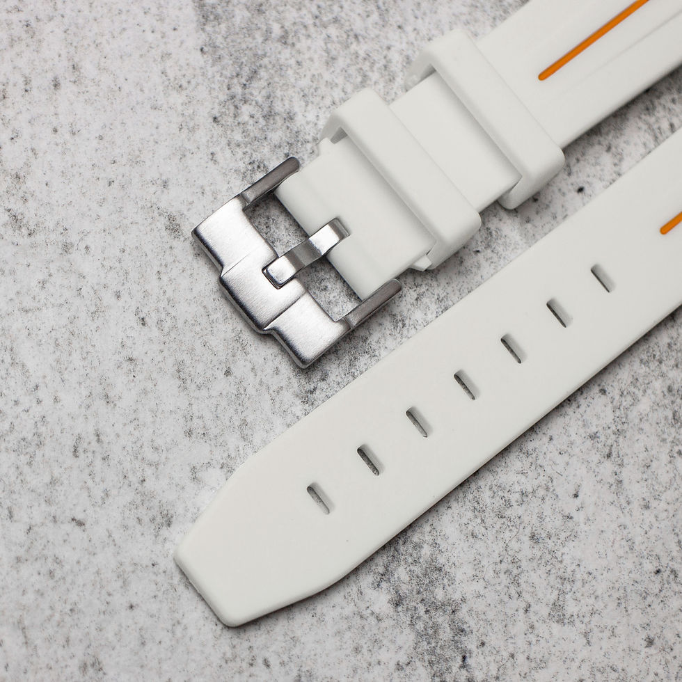 Thumbnail: Off White and Orange stripe Rubber Strap for Omega X Swatch Mission to Jupiter Moonswatch buckle