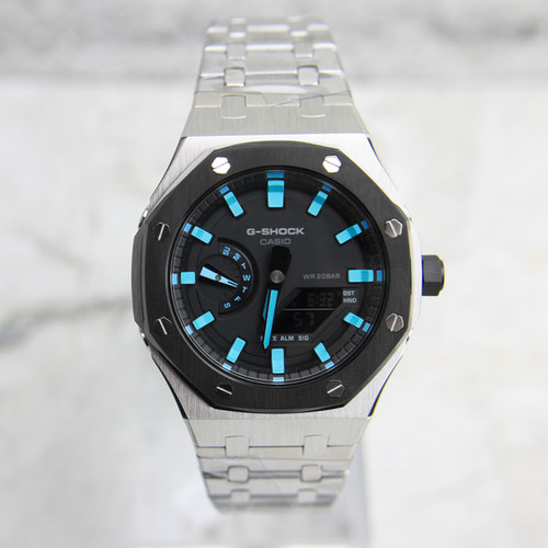 Casio G-Shock Ga-2100 Gen 5 Casioak Mod Stainless Steel Turquoise