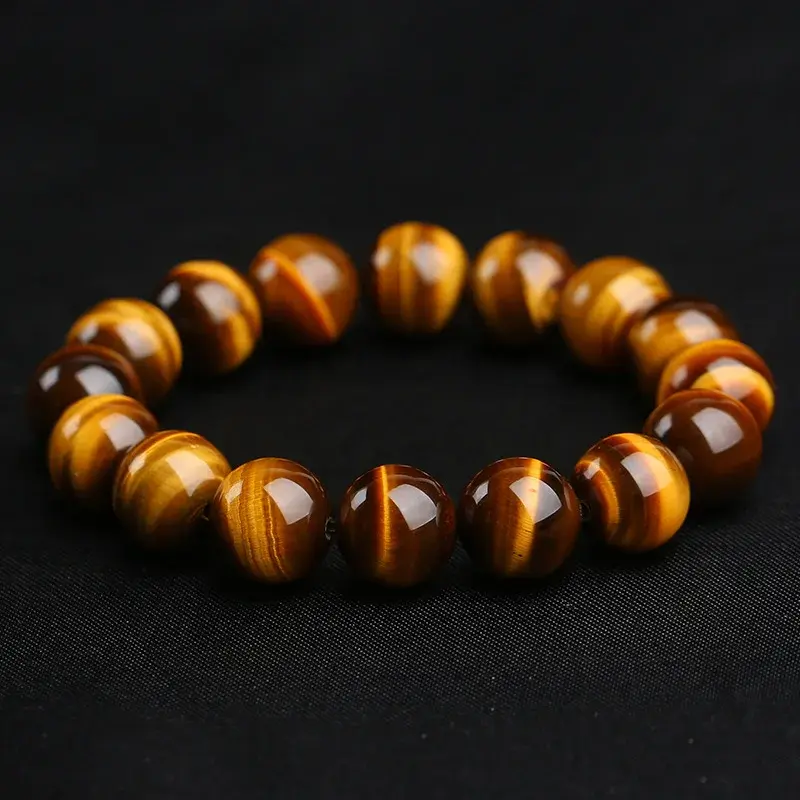 Thumbnail: Minimalist Tiger Eye Bracelet Unisex 4/6/8/10/12mm Buddha Beads Yoga Meditation