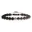 Thumbnail: DOUVEI Round Black CZ Zircon Pave Lava Weaving Bracelet for Men, Adjustable