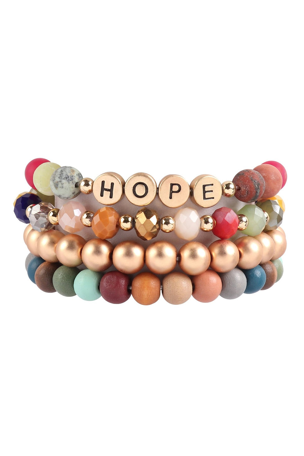 Thumbnail: Hdb3024 - "Hope" Charm Multiline Beaded Bracelet
