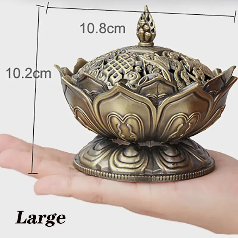 Thumbnail: ERMAKOVA Lotus Flower Buddha Metal Incense Burner Handmade Censer Bowl