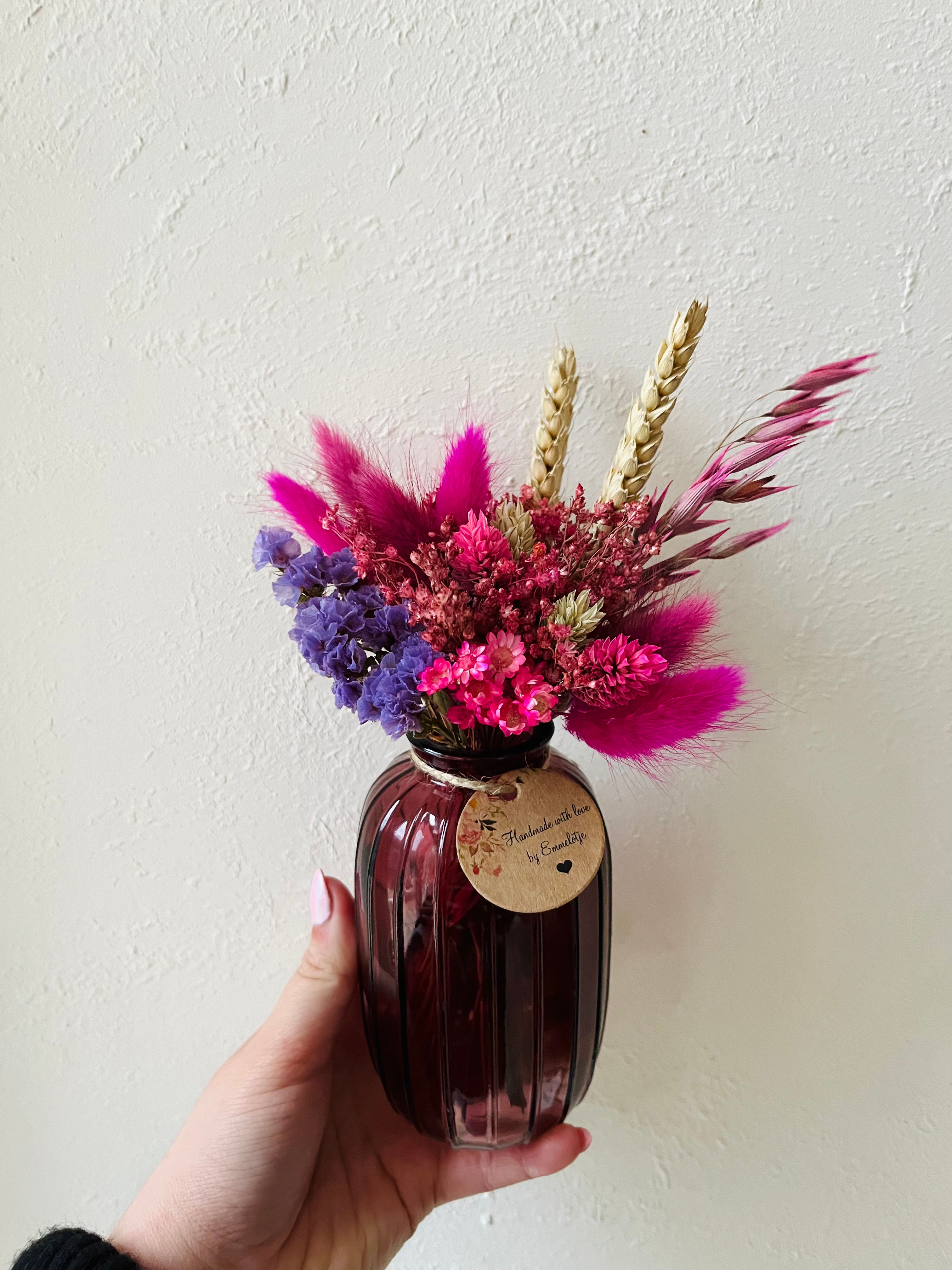 Droogbloemen - Vaas donker bordeaux