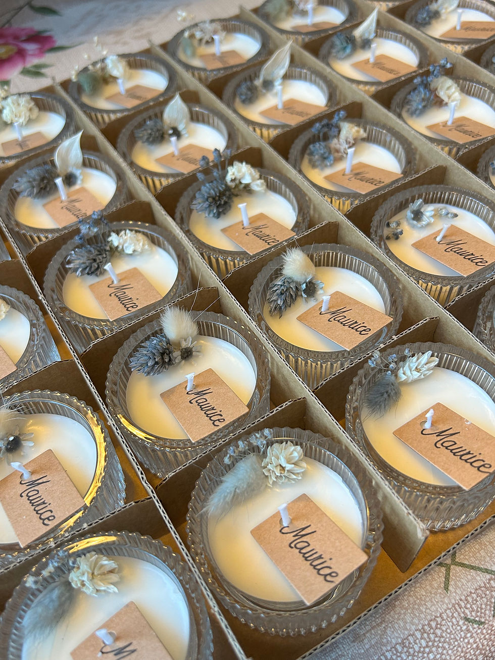 Thumbnail: Doopsuiker - Theelicht met droogbloemen - Nu: Vanaf 50 stuks €3.50 inc kaartje!