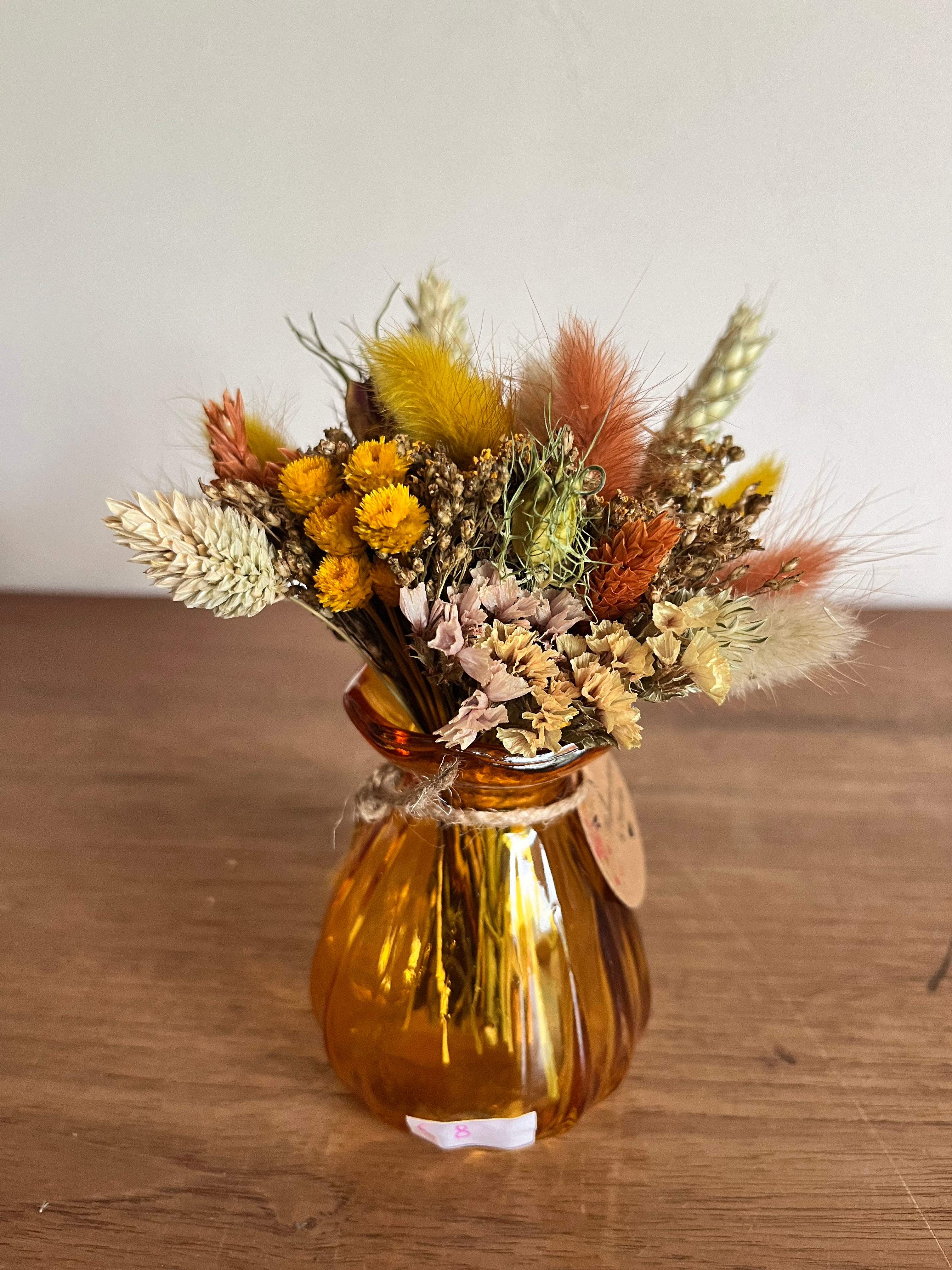 Droogbloemen - Vaas oker ribbel