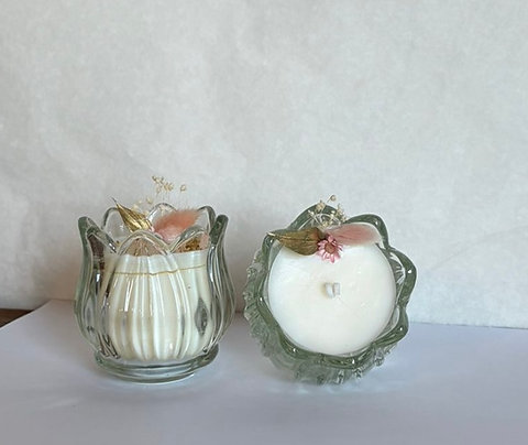 Emma - Transparant tulpen potje kaars