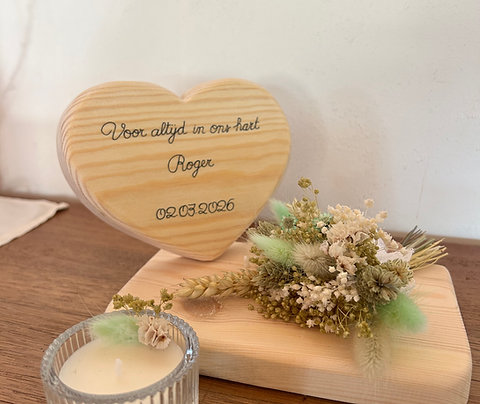 Droogbloemen - Hartje op plankje