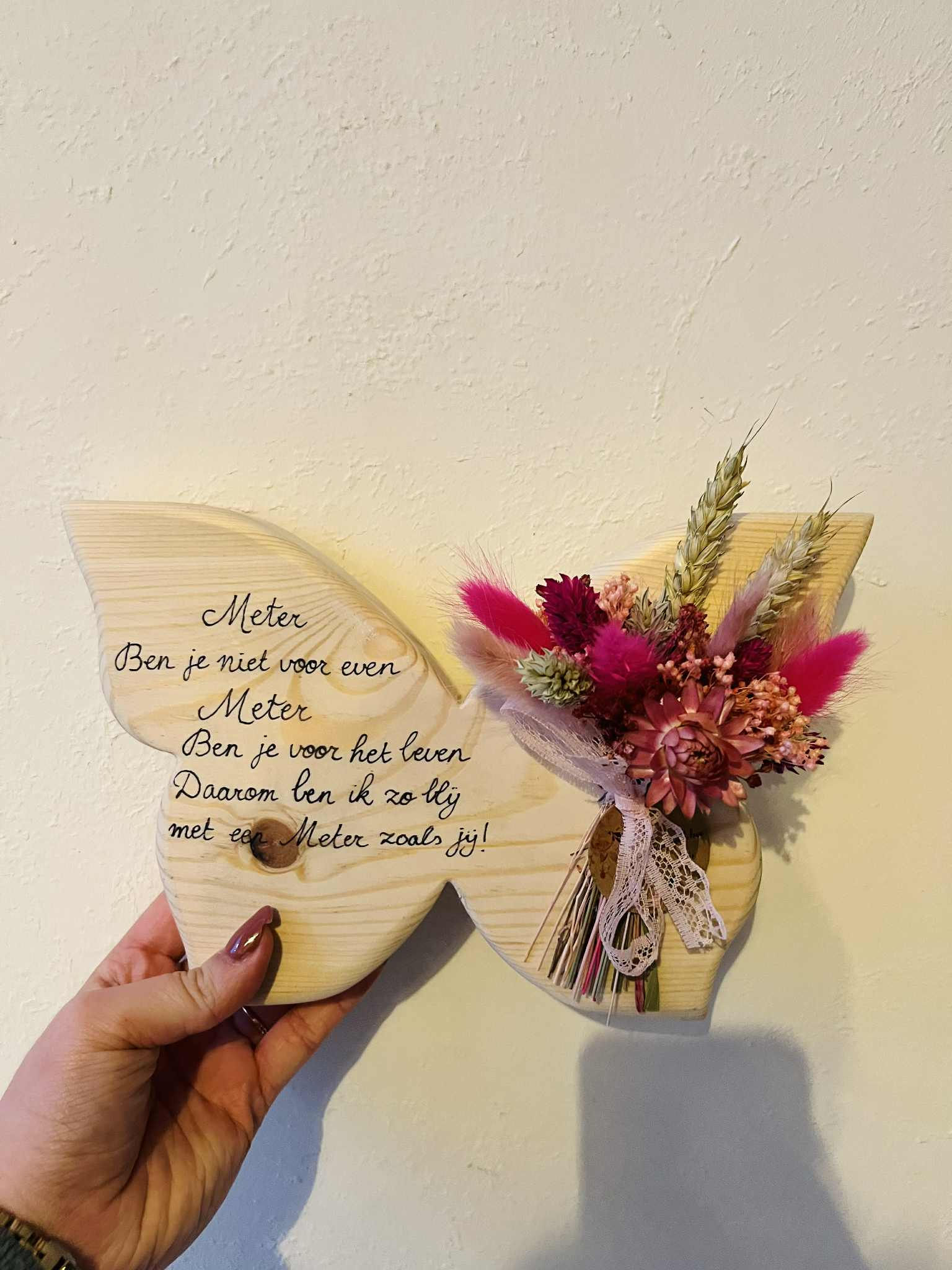 Ellis - Houten vlinder met droogbloemen