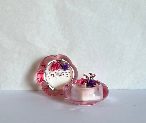 Ellis - Roze bloementheelicht kaars