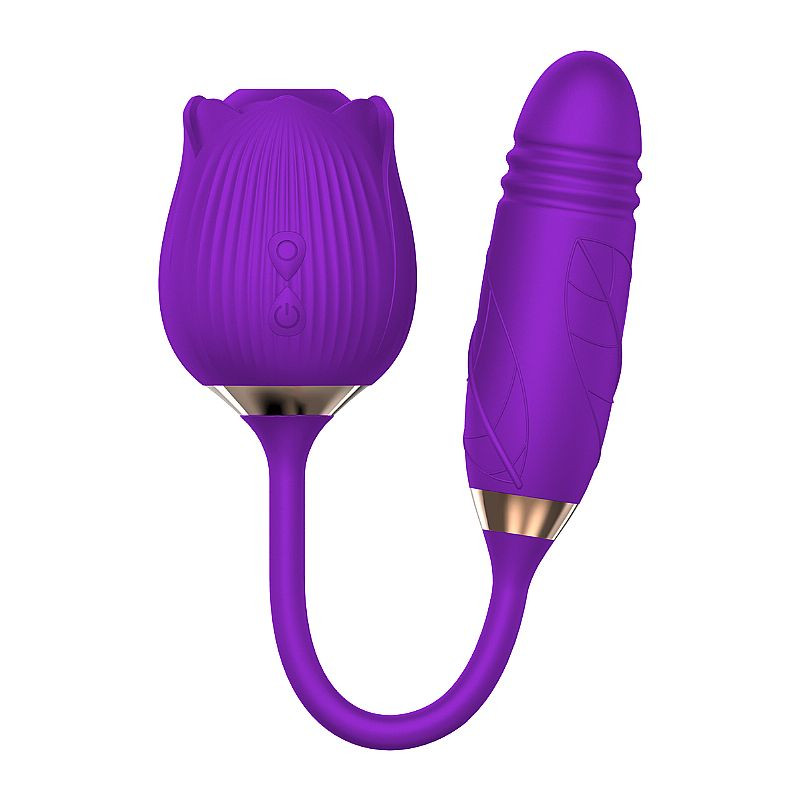 Vibrador de Ponto G e Clitoris com Vai e vem - Formato de Rosa - Hortensia - imagem 1