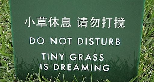 Funny do not disturb the grass sign