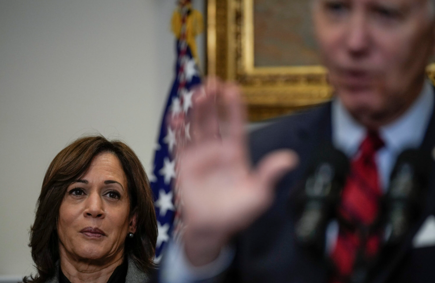 Vice President Harris watching as President Biden addresses the nation (Photograph: Drew Angerer for Getty Images)