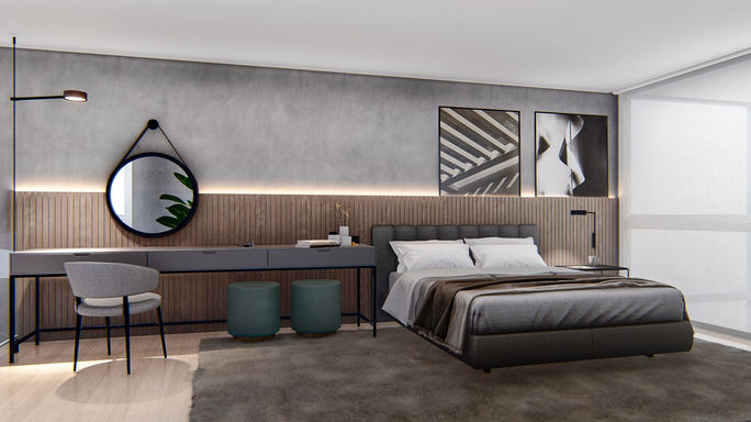 escritorio de arquitetura, arquitetura saudavel, arquitetura verde, apartamento de luxo na rua mario ferraz, apartamento alto padrao, apartamento zona nobra sao paulo, apartamento minimalista, quarto de casal escuro, quarto de casal cinza, quarto alto parao, quarto com cabeceira ripada