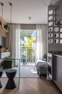 apartamento 35m2, arquitetura saudavel, apartamento pequeno, sala e cozinha