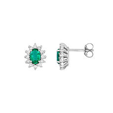 Damesoorbellen in Witgoud met Ovale Smaragd en Diamanten uit de Koningin Collectie van Comete Sieraden