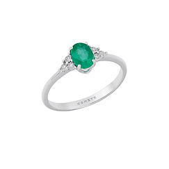 Anillo de oro blanco para mujer con Diamantes y Esmeralda ovalada de la Colección Momenti Colore de Comete JOYAS