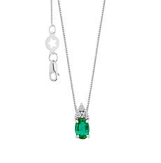 Collana da donna in Oro Bianco con Diamanti e Smeraldo ovale della Collezione Momenti Colore di Comete Gioielli