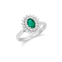 Anillo de oro blanco para mujer con diamantes y esmeralda ovalada de la Colección Regina de Comete Gioielli