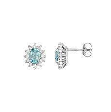 Orecchini da donna in Oro bianco con Diamanti e Acquamarina ovale della Collezione Azzurra Prestige di Comete Gioielli