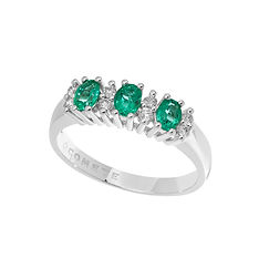 Anillo de mujer en Oro Blanco con Diamantes y Esmeraldas ovales de la Colección Duchessa de Comete Joyas