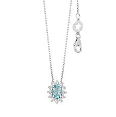 Collana da donna in Oro bianco con Diamanti e Acquamarina ovale della Collezione Azzurra Prestige di Comete Gioielli