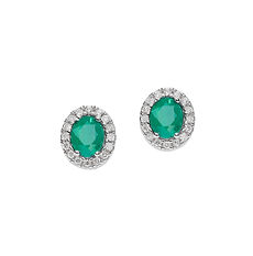 Orecchini in Oro bianco con Diamanti e Smeraldi ovali della Collezione Fantasia di Colore di Comete Gioielli