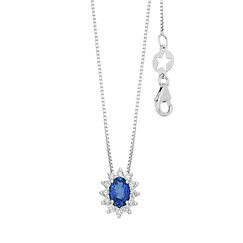 Collar de mujer en Oro Blanco con Diamantes y Zafiro ovalado de la Colección Regina de Comete Gioielli