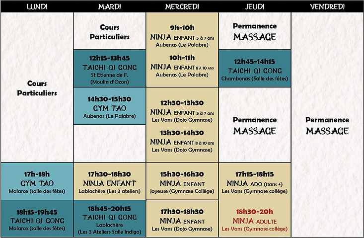 planning des cours 2024 2025