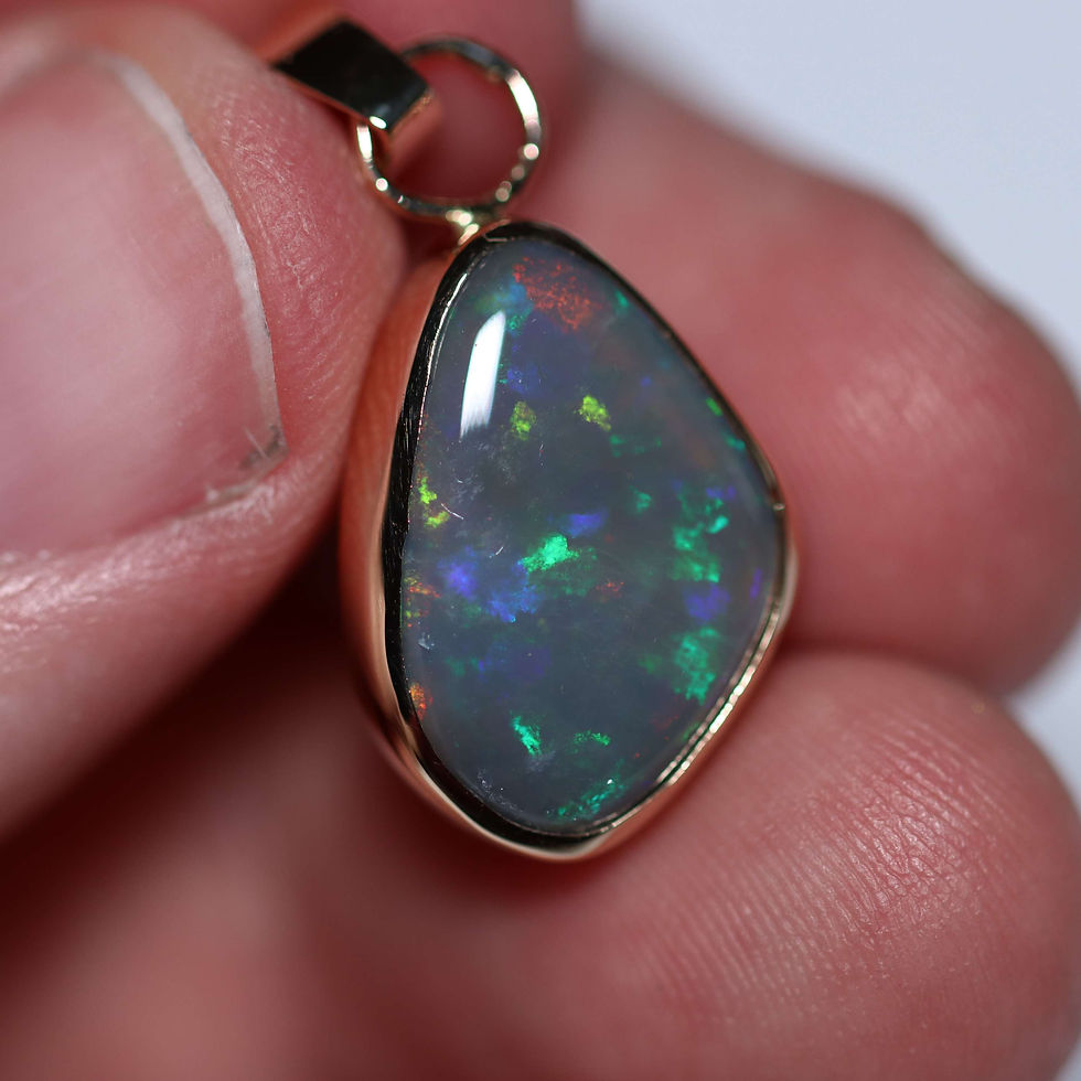 Thumbnail: 5.8ct Black Crystal Opal 14k Gold Pendant