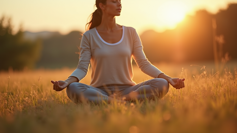 Eye-level view of a person practicing yoga in the morning