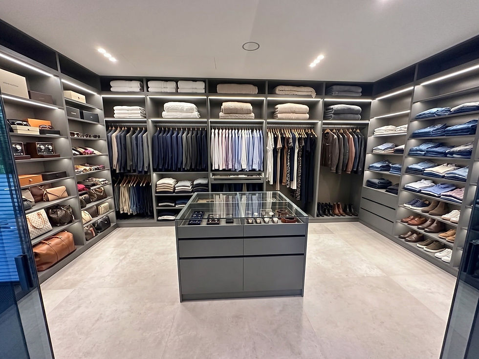 Walk-in closet with integrated LED lighting