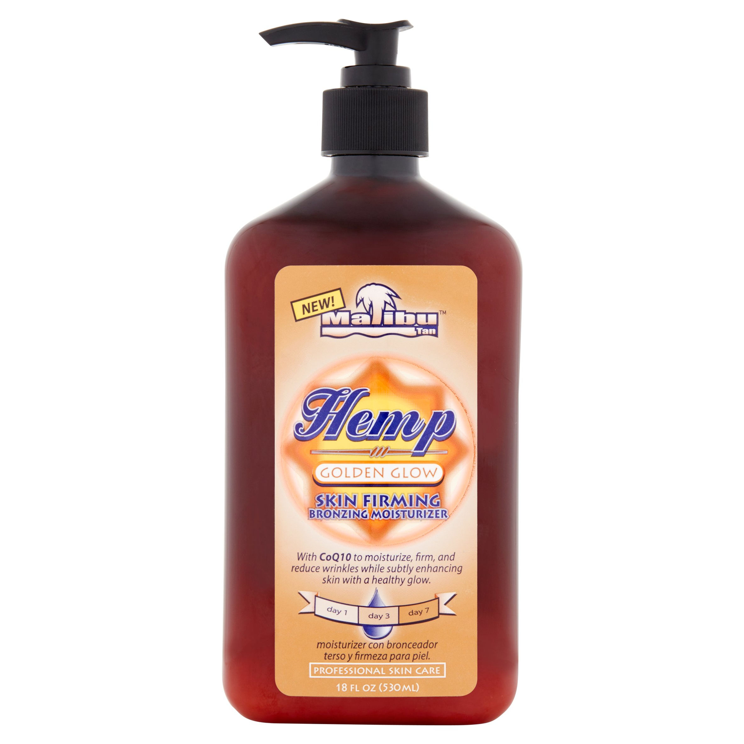 Лосьон для повышения упругости кожи с бронзером Malibu Tan Hemp Golden Glow