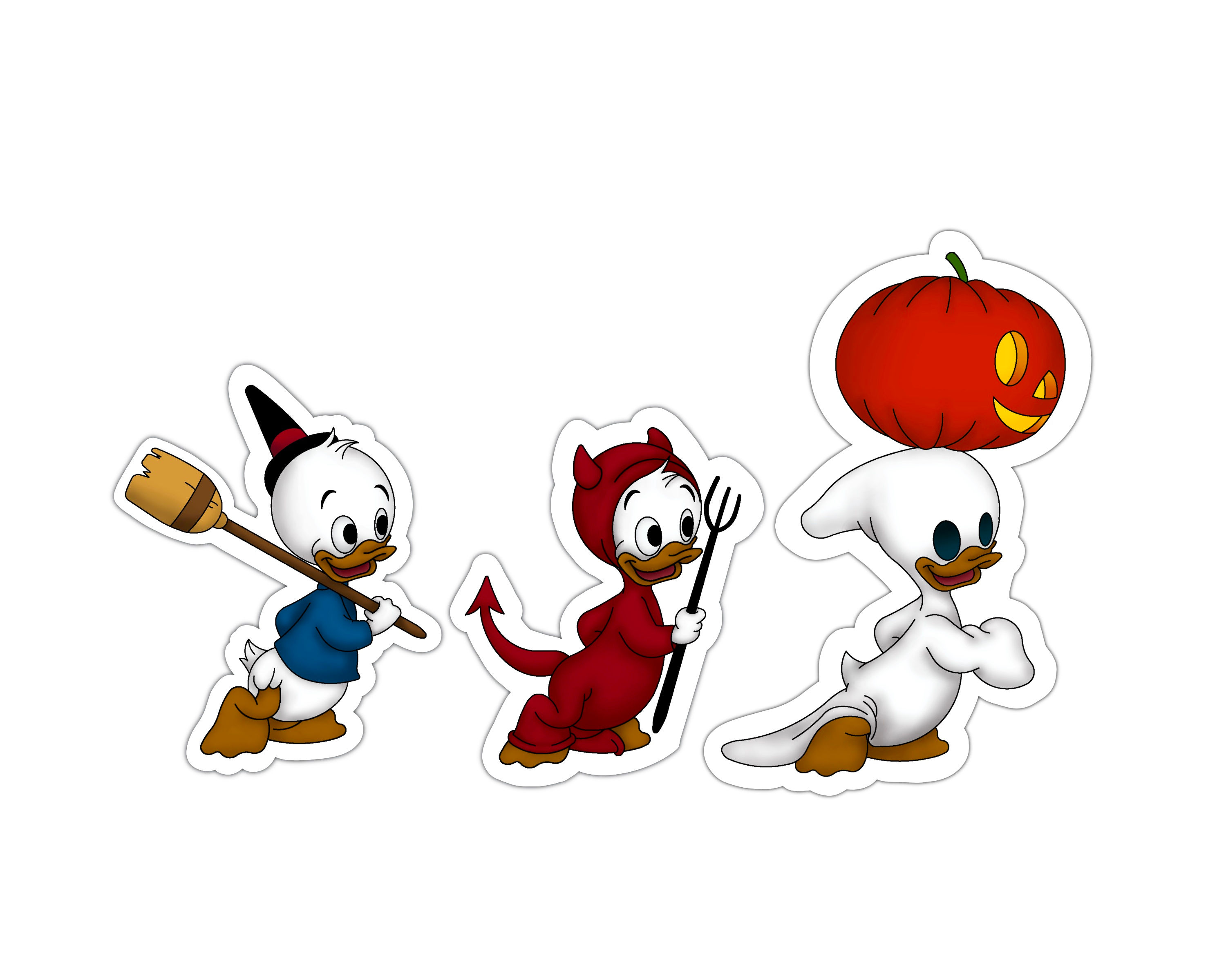 Huey, Dewey, and Louie set of 3 Halloween Stickers