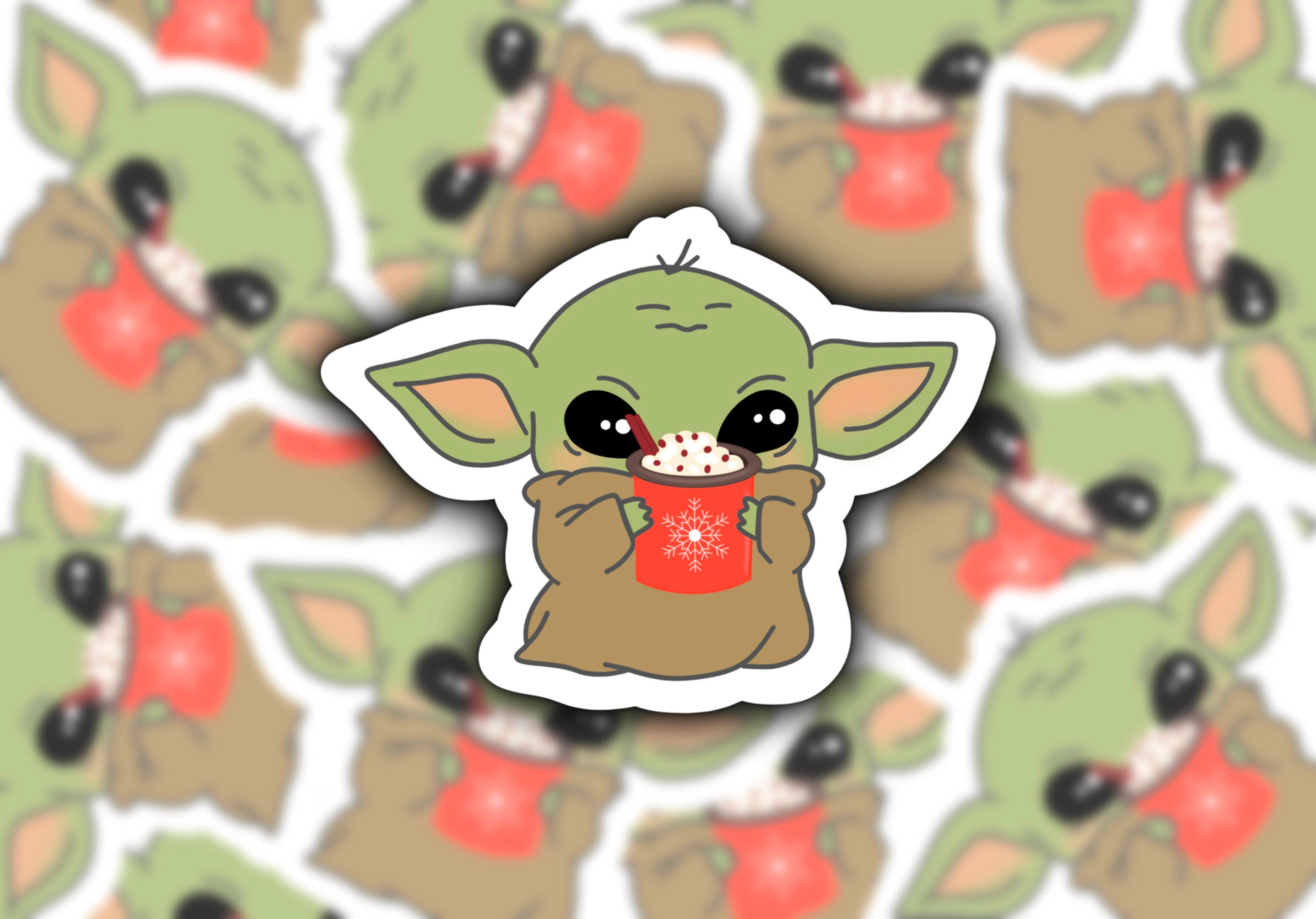 Baby Yoda Holiday Sticker