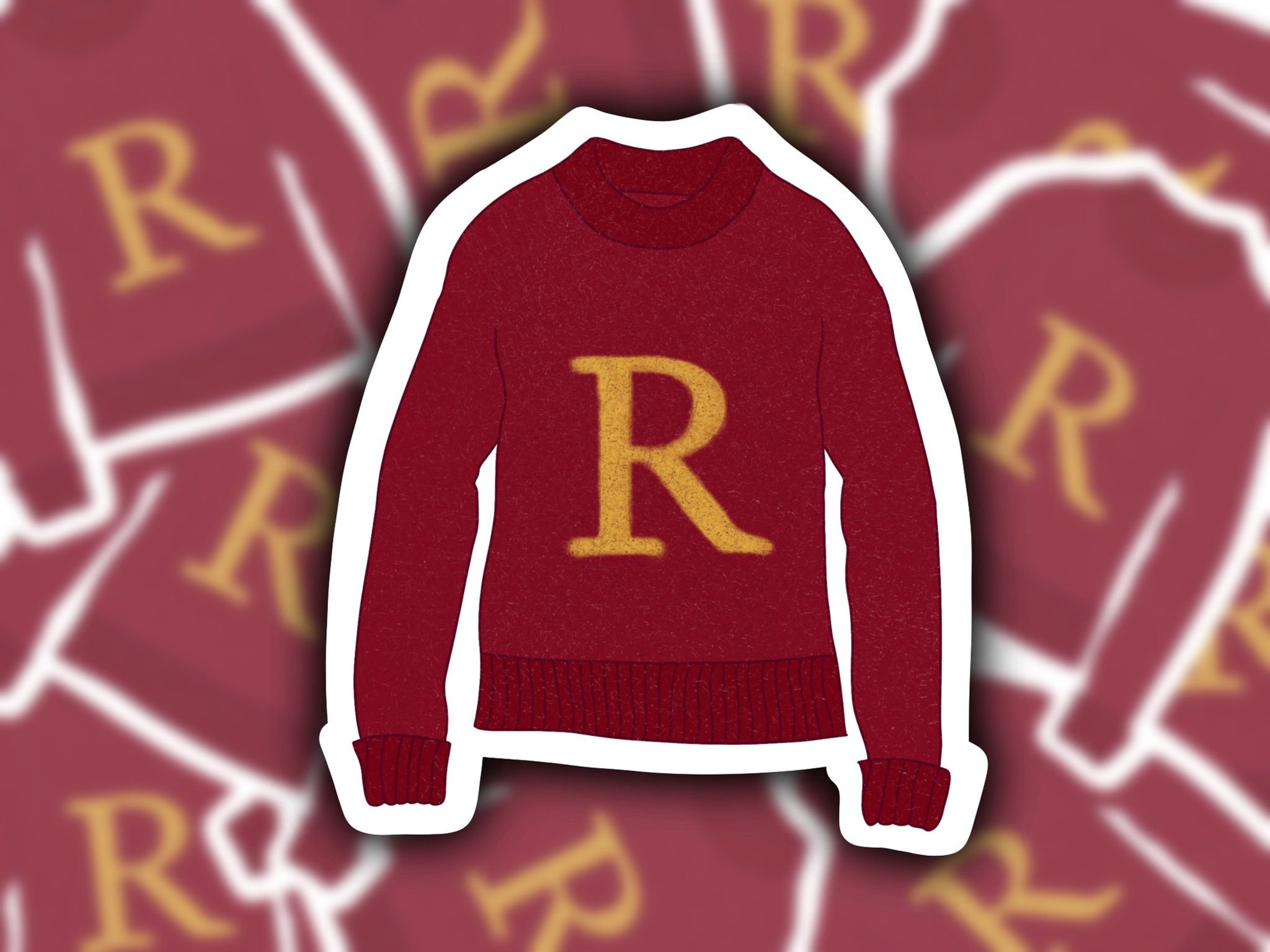 Customizable Personalized Weasley Initial Christmas Sweater Sticker