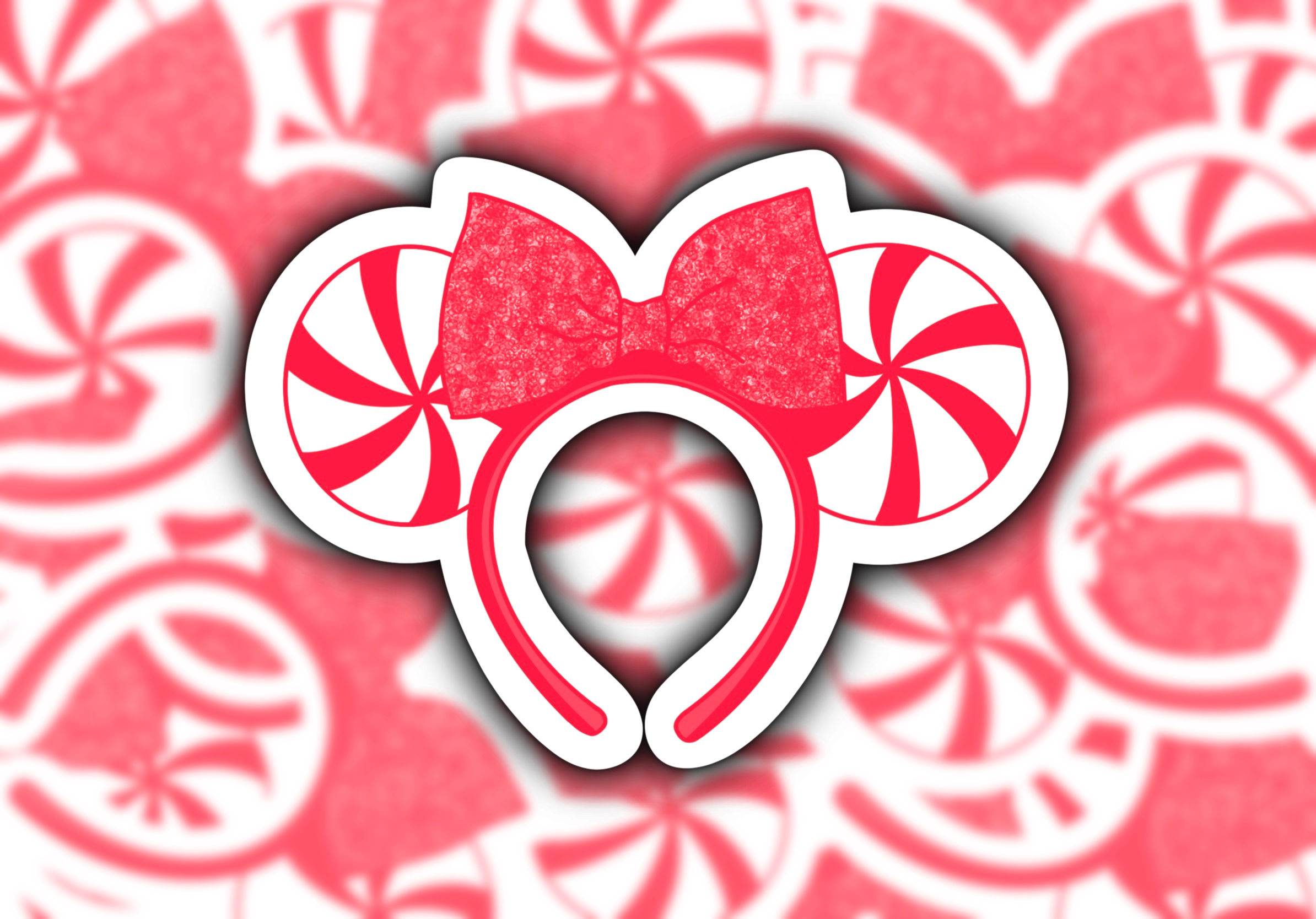 Minnie Mouse Candy Cane Ears Sticker