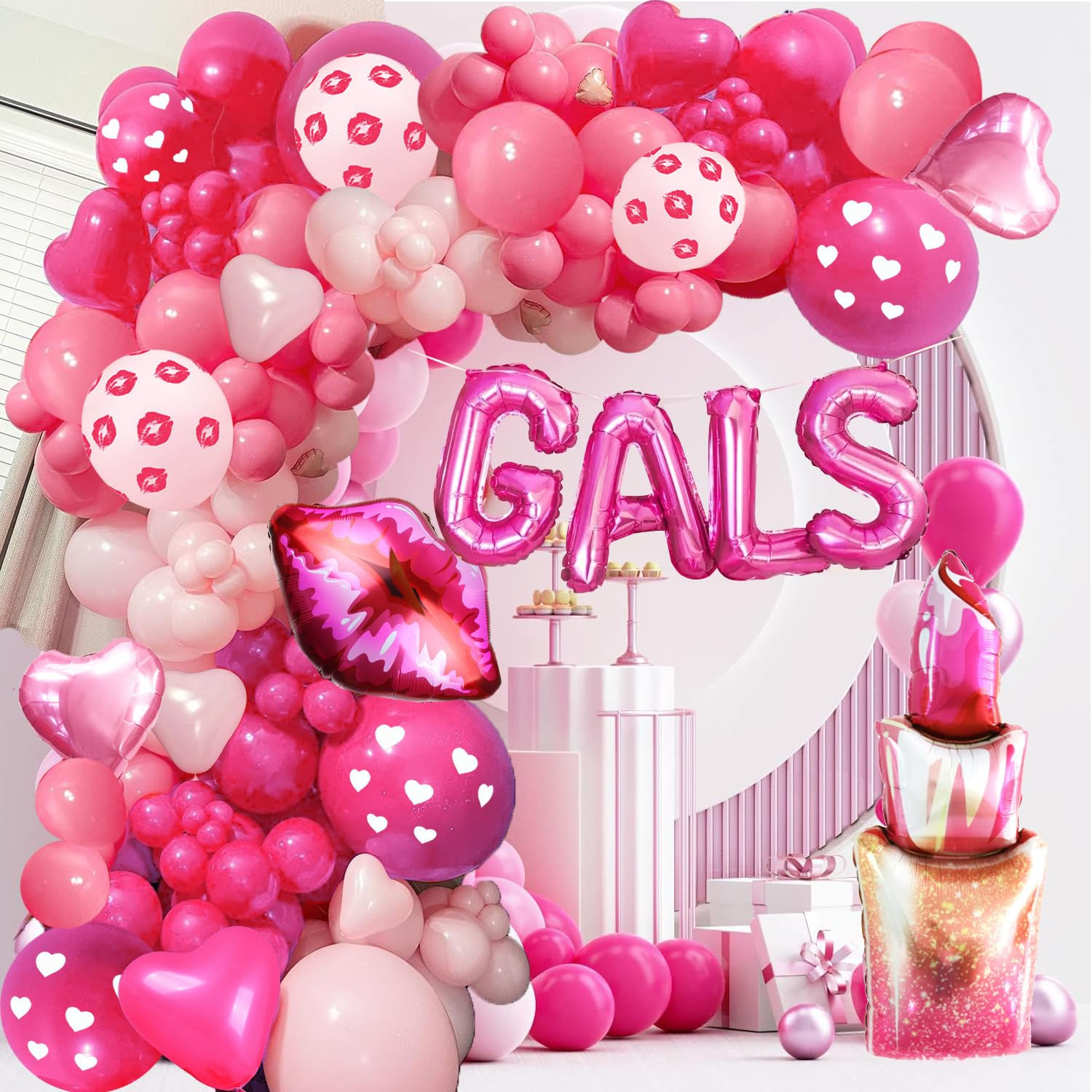 136Pcs Galentines Day Decorations Galentines Day Balloon Garland Arch Kit Includ