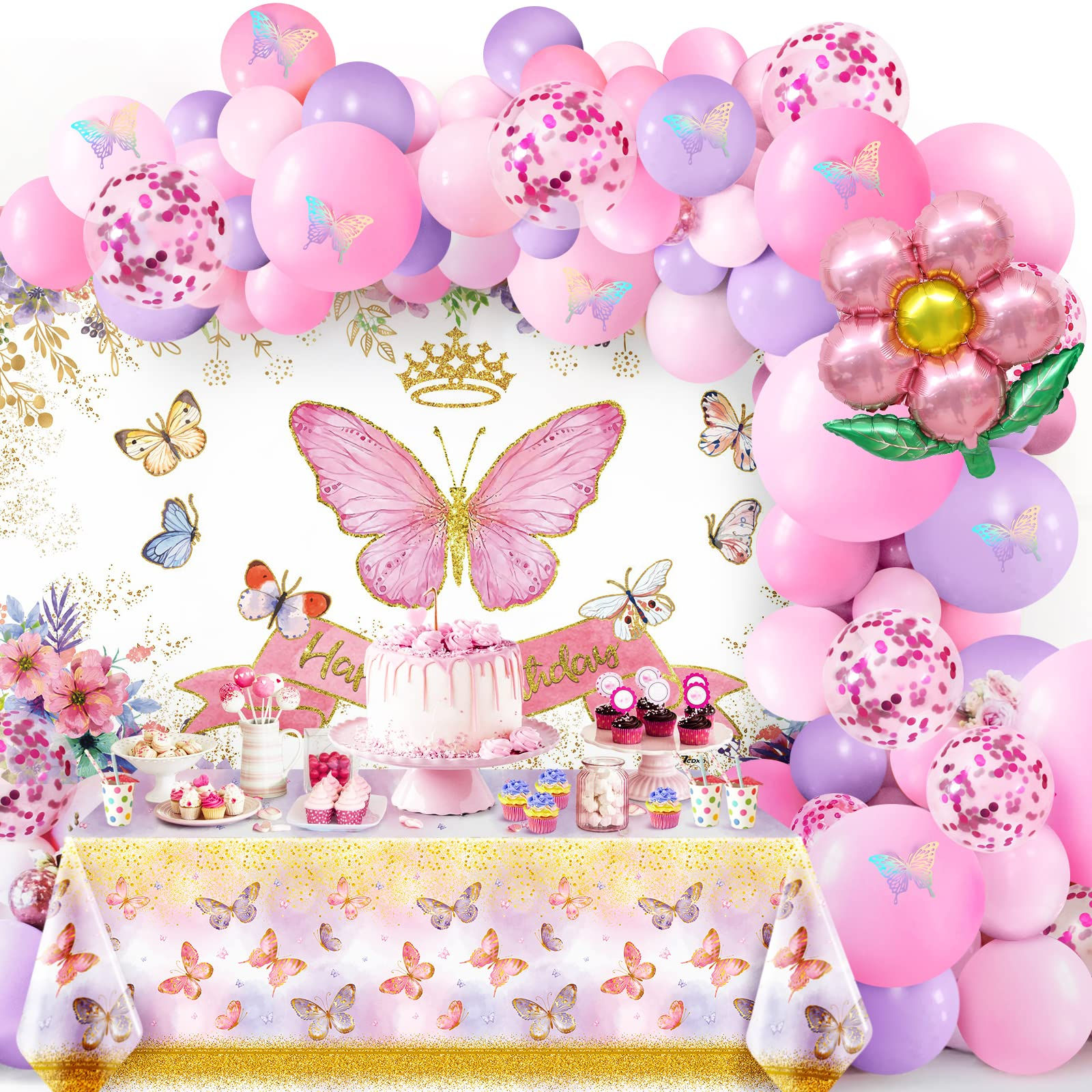 Butterfly Theme Party Decorations Butterfly Birthday Decorations with Pink Purpl