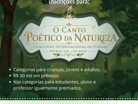 12/09/2026 | Concurso Internacional de Poesias O Canto Poético da Natureza | Concursos Literários