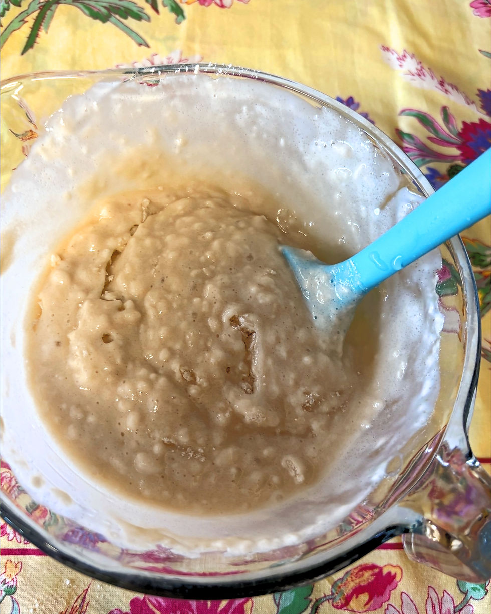 Combining buttermilk and vanilla with the dry ingredients. Picture of Blueberry Cobbler by Good Stuff by Missy