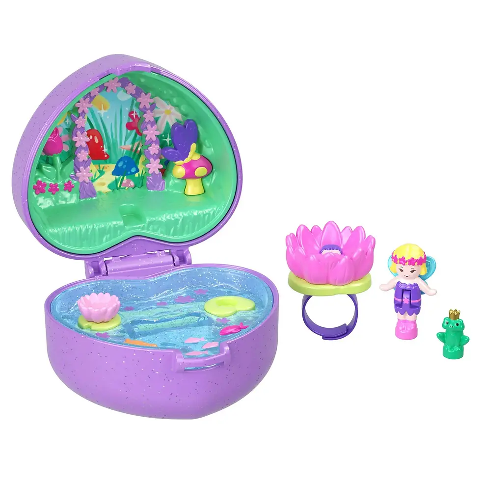 Thumbnail: Polly Pocket Collector, Fairy Meadow Ring and Case, Heritage Micro Dolls & Keepsake Compact Playset