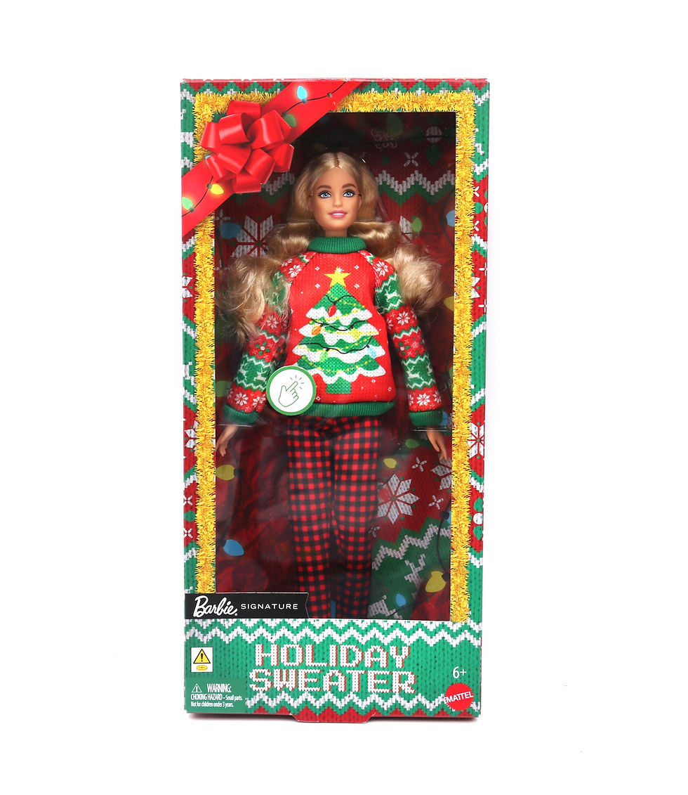 Barbie Holiday Sweater Doll, Collectible Ugly Sweater Doll in Themed Knit Sweater