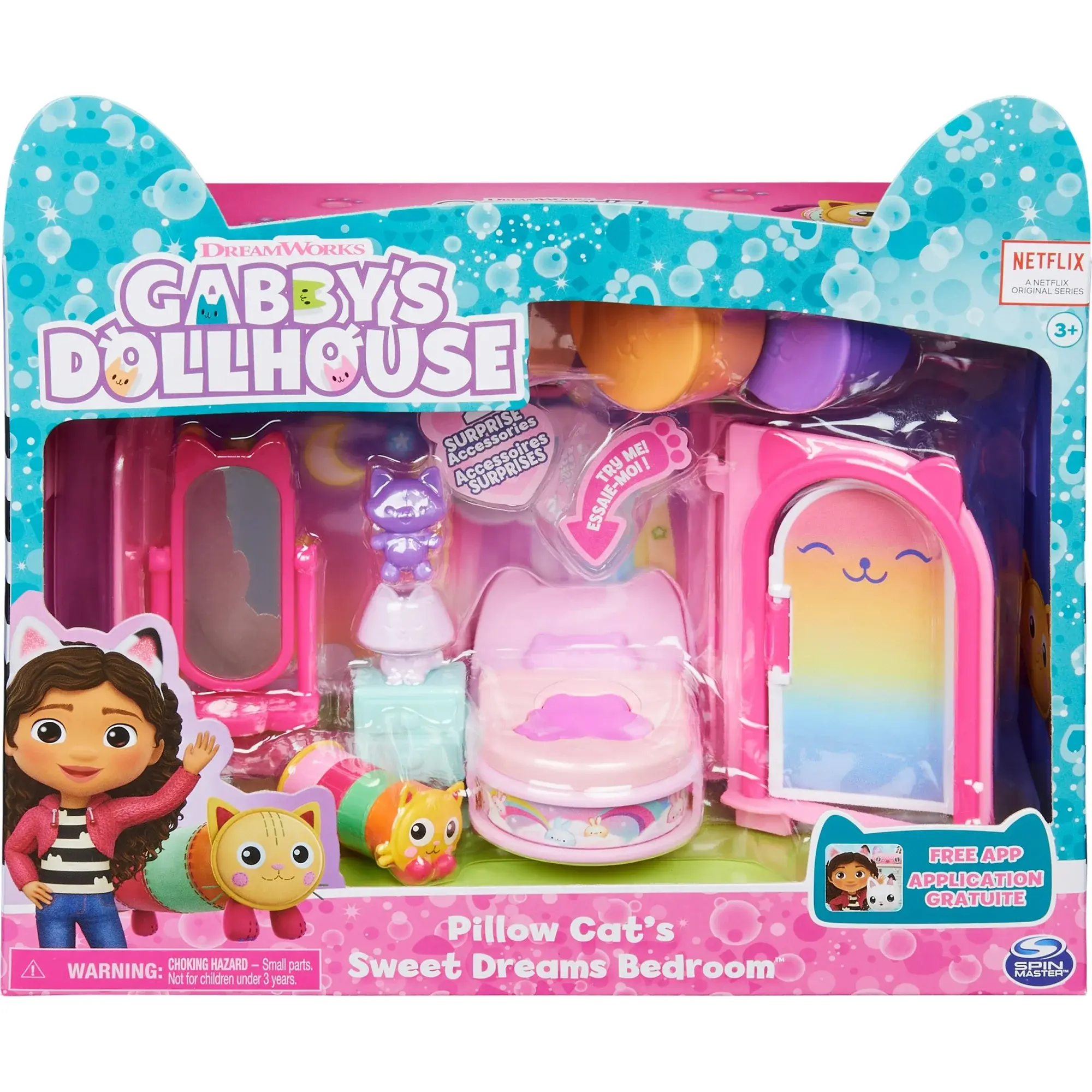 Gabby’s Dollhouse, Sweet Dreams Bedroom with Pillow Cat Figure
