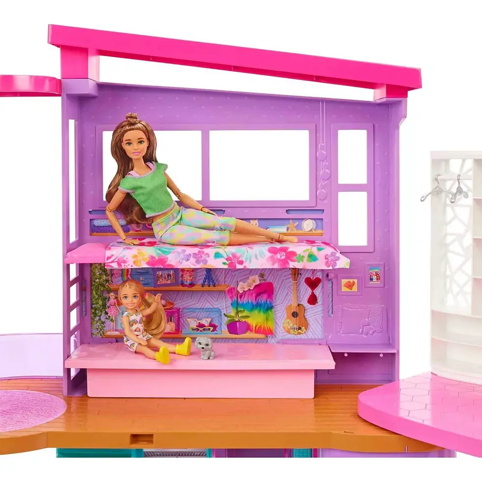 Thumbnail: Barbie Vacation House 42" Dollhouse Playset with 2 Levels, 6 Rooms, Elevator Swing