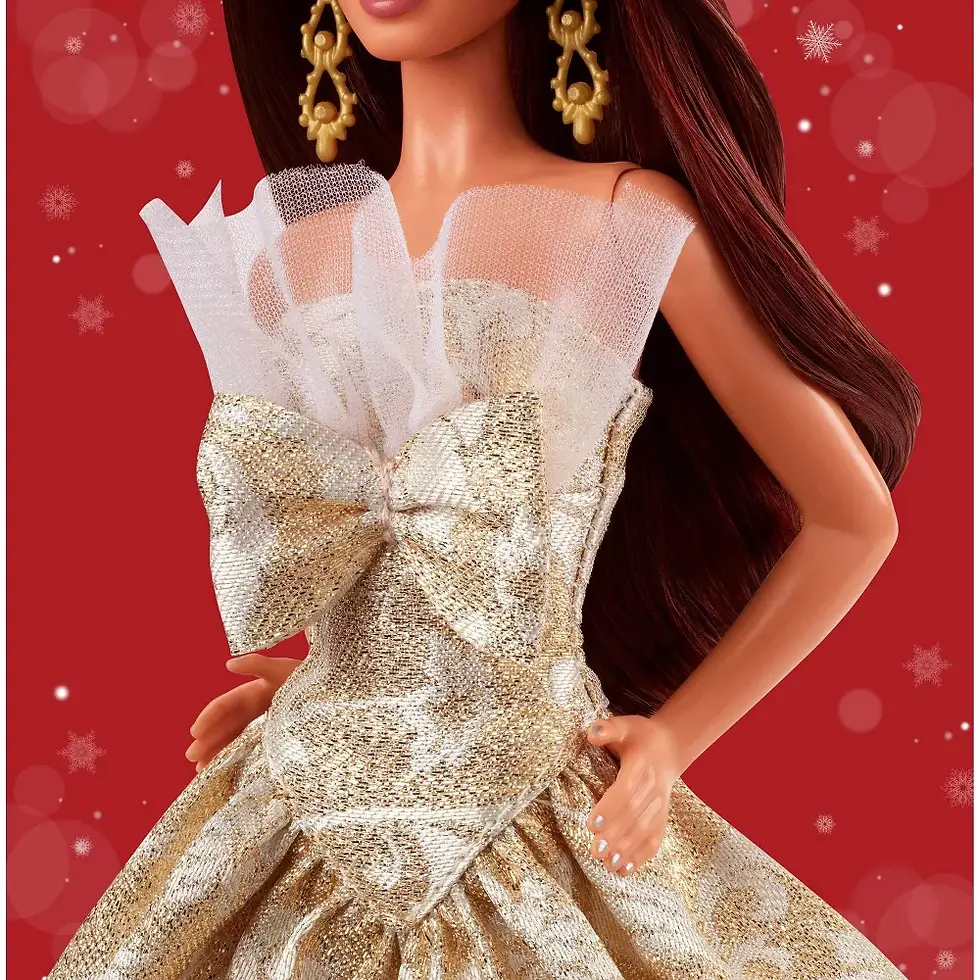 Thumbnail: Barbie Signature 2025 Holiday Barbie Fashion Doll, Seasonal Collector, Dark Brown Hair with Silver & Gold Gown