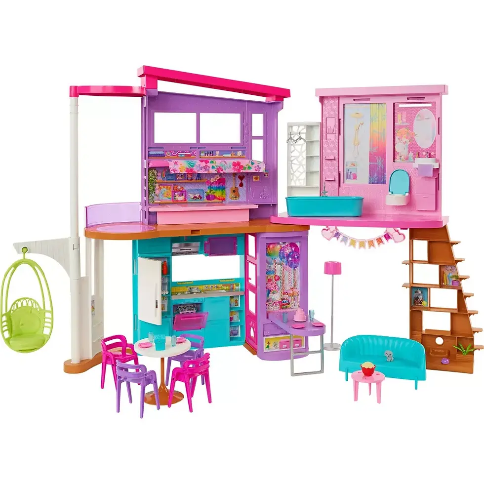Barbie Vacation House 42" Dollhouse Playset with 2 Levels, 6 Rooms, Elevator Swing