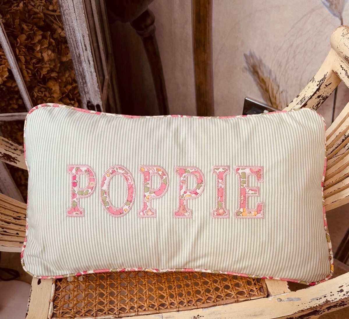 Liberty Betsy Metallic cushion in peach