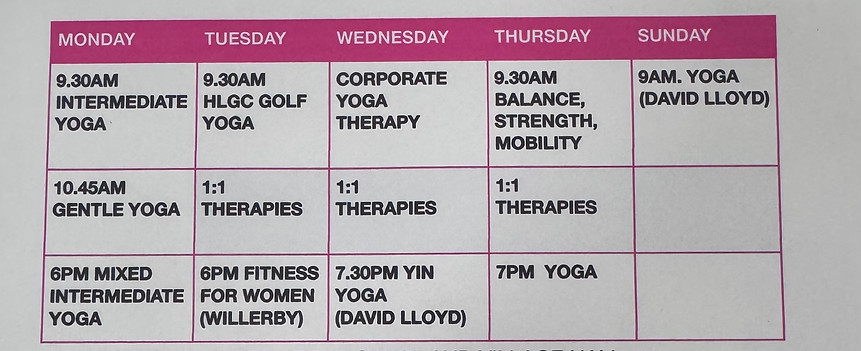timetable and treatments