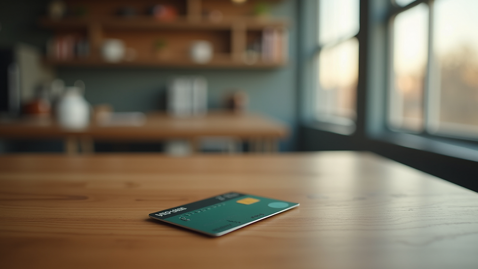 Close-up view of a prepaid card on a wooden table